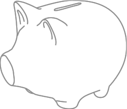 Zeichnung eines Spar- oder Spendenschweins