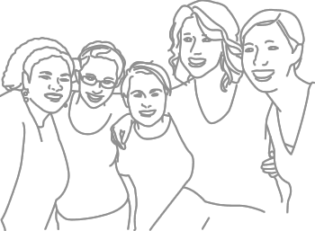 Zeichnung der Mitarbeiterinnen der frauenBeratung nürnberg