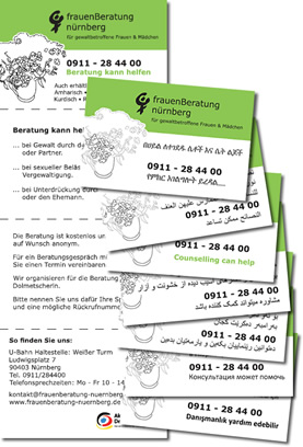 Info-Flyer frauenBeratung nürnberg - allgemeine Infos - Leporello