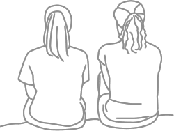 Zeichnung zweier Frauen in Rückenansicht